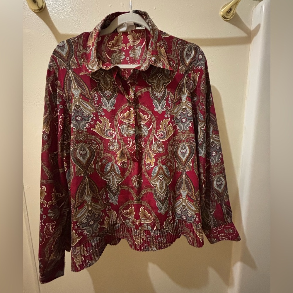 Alfred Dunner Paisley Print burgundy Blouse